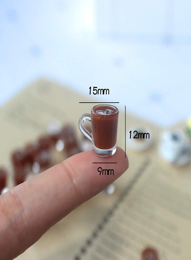 Jizlan Miniature Coffee Cups Model Dollhouse Ornament Dollhouse Decoration Mini Decor Doll House Accessories Birthday Gifts for Women Friends (Brown) - Image 3